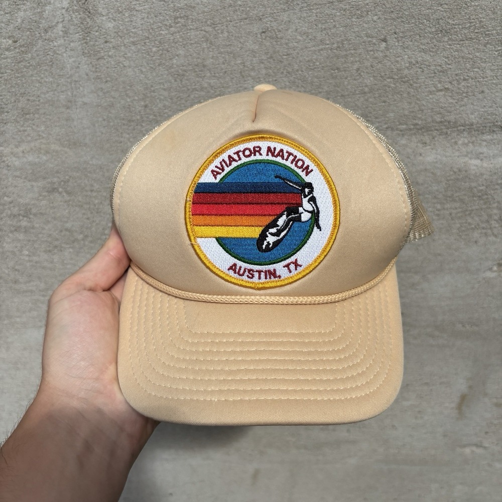 Aviator Nation Snapback Trucker Mesh Hat Cap Rainbow Surfer Foam Beach